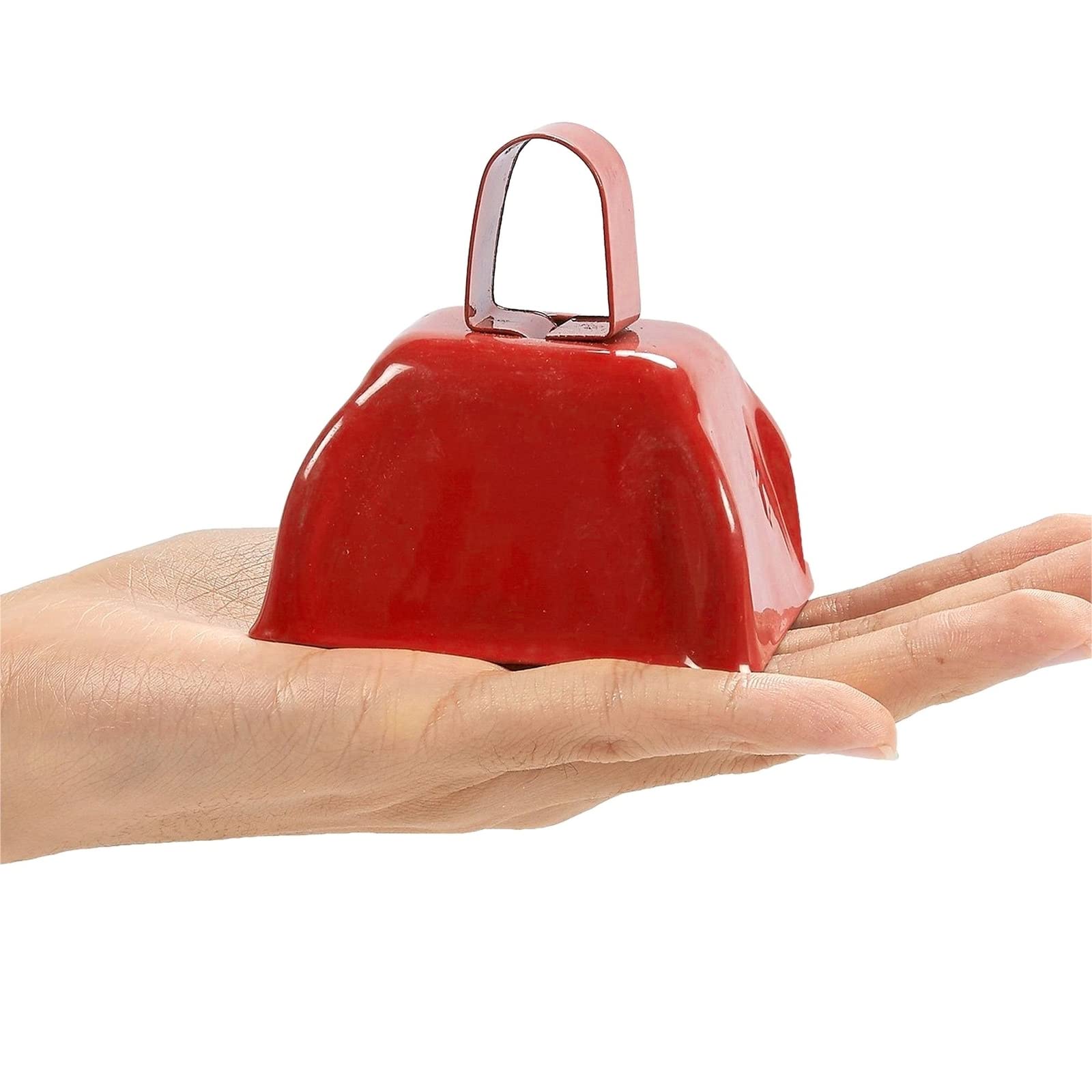 Set of 12 3-inch Cowbells with Handle, Hand Percussion Cow Bells Noise Makers for Sporting Events, Football Games (Red)