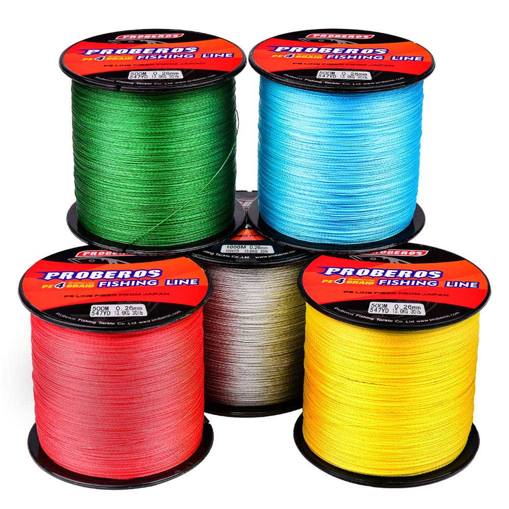 BAIKALBASS Braided Fishing Line 4 Strands Strong Multifilament PE Braid Wire for Saltwater 547Yard/500M 35LB Gray