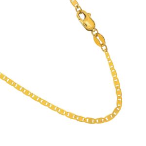 JewelStop 10k Solid Yellow Gold 1.7 mm Mariner Chain Necklace, Lobster Claw Clasp - 24 Inches, 2.7gr.