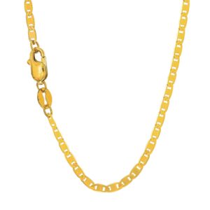 JewelStop 10k Solid Yellow Gold 1.7 mm Mariner Chain Necklace, Lobster Claw Clasp - 24 Inches, 2.7gr.