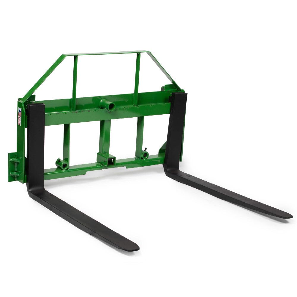 Titan Attachments USA Made Pallet Fork Frame Attachment Fits JD Tractors, 48in Fork Blades 4,000 LB Capacity, Receiver Hitch, Spear Sleeves, Headache Rack