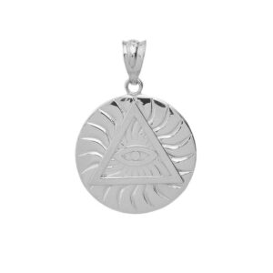 sterling silver triangle eye of providence illuminati all seeing eye round pendant