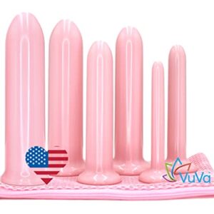 Six Longer Sizes VuVa Dilators Made in USA BPA Free Set with Instructions and Travel Pouch - Set of 6