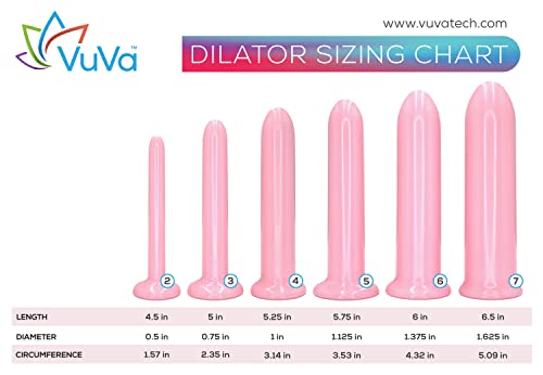 Six Longer Sizes VuVa Dilators Made in USA BPA Free Set with Instructions and Travel Pouch - Set of 6