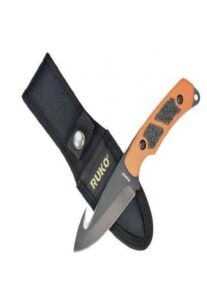 ruko ruk0105bz-cs, 440a, 3-1/4" fixed blade skinning knife, blaze orange handle, clamshell