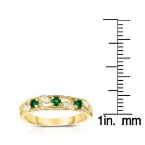 Noray Designs 14K Yellow Gold Emerald & Diamond (0.06 Ct, G-H, SI2-I1 Clarity) Stackable Ring