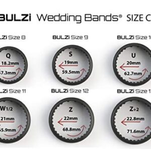 BULZi Wedding Bands, Massaging Comfort Fit Premium Silicone Ring with Airflow, Beveled Edge Design, Men’s and Women’s Rings, Breathable Flexible Work Safety (Black Beveled Size 10)