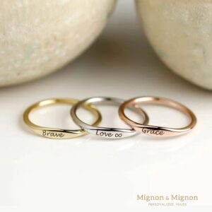 Custom Name Ring for Women Mother's Day Personalized Gift Mom Stacking Dainty Engraved Matching Friend Bridesmaids Promise Grandma - RF1-D