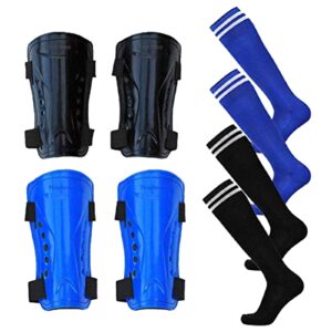 haploon 2 pair knee shin guards soccer football shin pads protector calf knee protective gear for 5-10 old kids, teenagers, boys, girls, with 2 pair long sleeve soccer socks