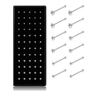 THUNARAZ 60pcs Stainless Steel Nose Studs Rings Piercing Pin Body Jewelry 22G 1.5mm 2mm 2.5mm White