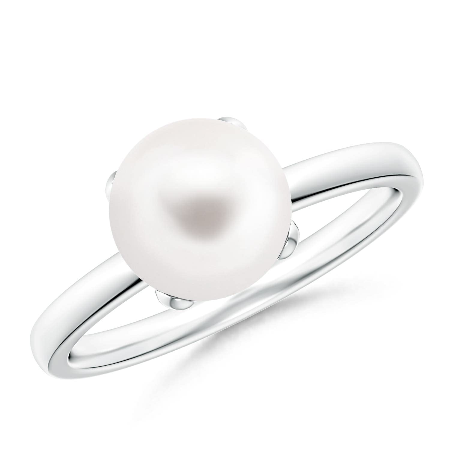 Angara June Birthstone - Classic Solitaire Freshwater Pearl Ring in Silver (8mm)