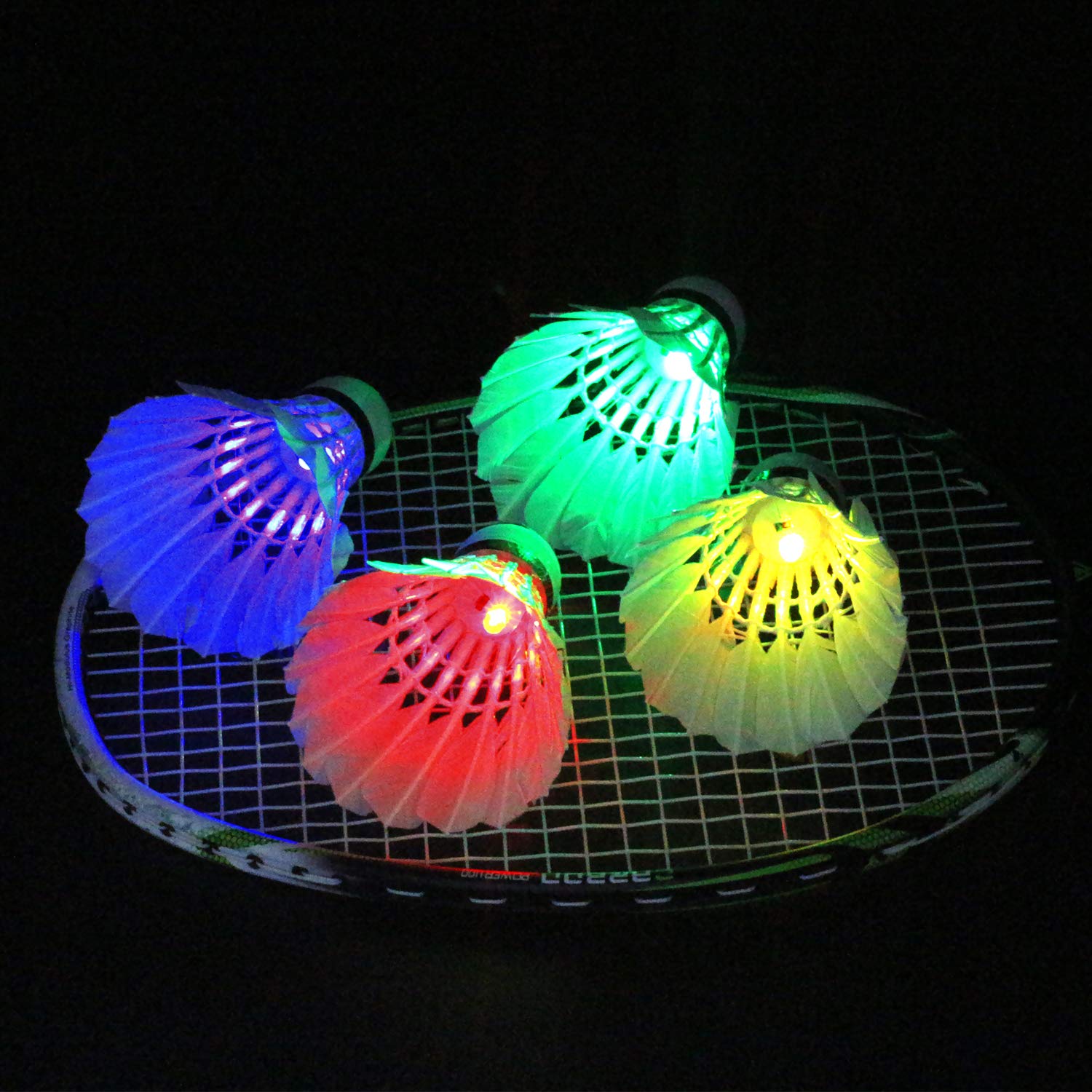 Novelty Place Led Badminton Shuttlecock Set Birdies for Yard Games, Outdoor Indoor Sports Toys (4 Pack)