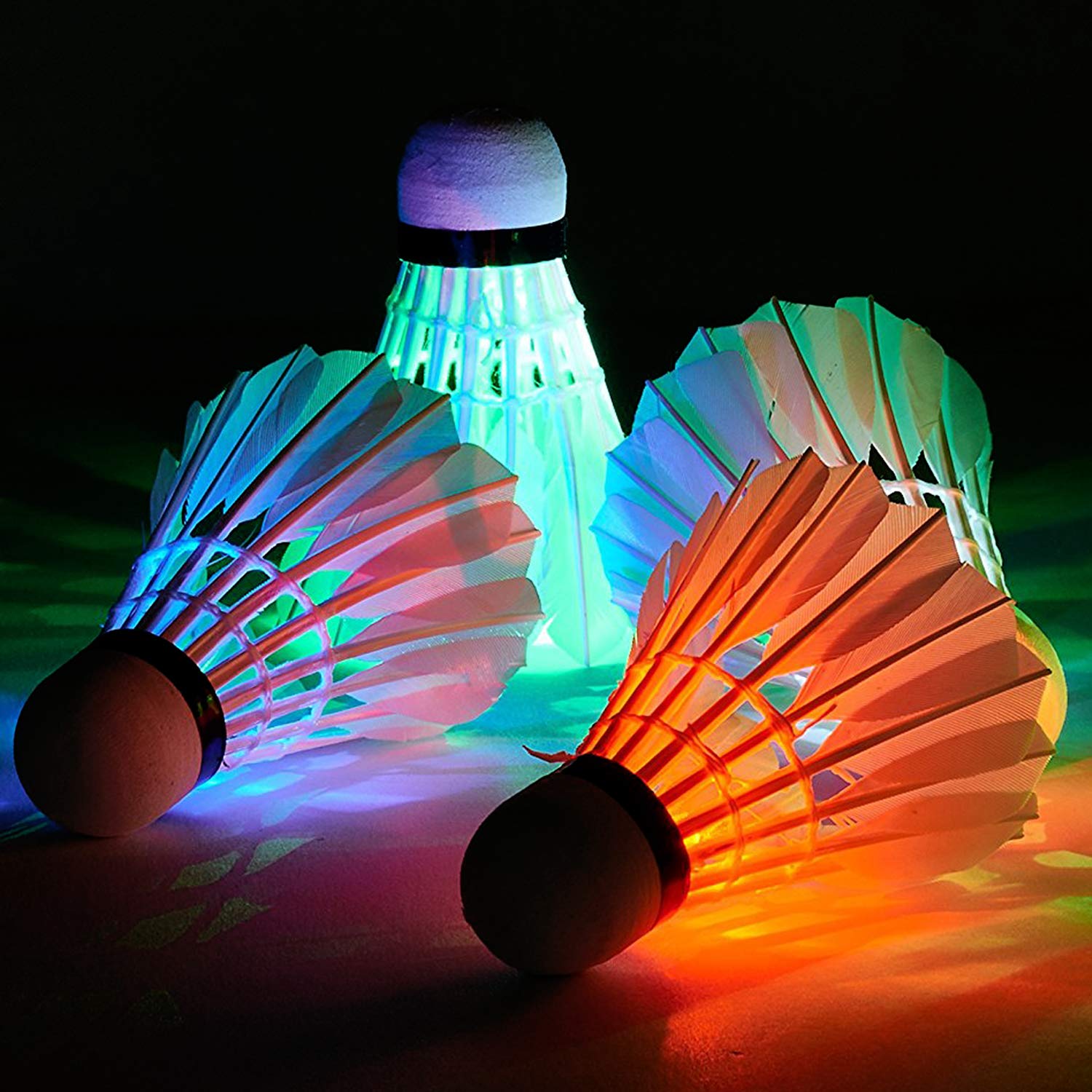 Novelty Place Led Badminton Shuttlecock Set Birdies for Yard Games, Outdoor Indoor Sports Toys (4 Pack)