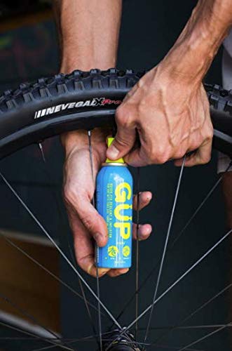 GUP (GÃœP Kwiki) Quick Fix Tire Sealant and Inflator; for mountain bike, road, cyclocross, gravel; seal and repair flat or punctured tires; works on tubeless, tubed, tubular tires, presta valve only