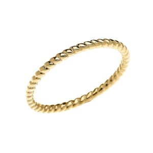 14K Yellow Gold Dainty Stackable Rope Cable Design Slender Band Ring - Size 4-3/4