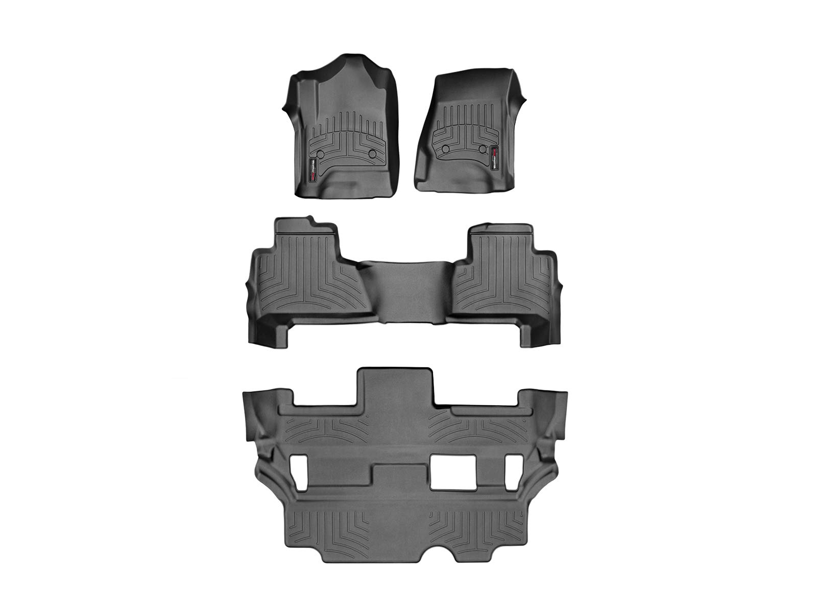 WeatherTech Custom Fit FloorLiners for Yukon, Tahoe - Full Set (44607-1-2-5), Black