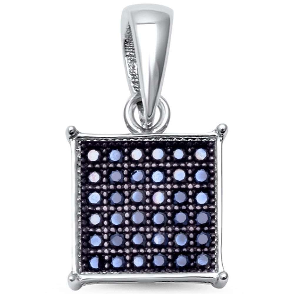 Oxford Diamond Co Sterling Silver Square Simulated Black Onyx Pendant