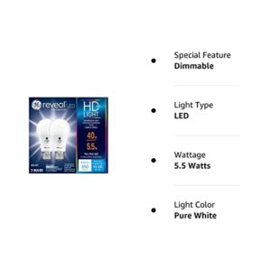 GE Reveal HD+ LED Light Bulbs, 40 Watt, A19 (2 Pack)