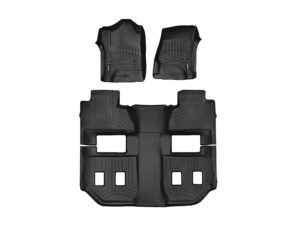 weathertech custom fit floorliners for suburban, yukon xl - full set (44607-1-3), black