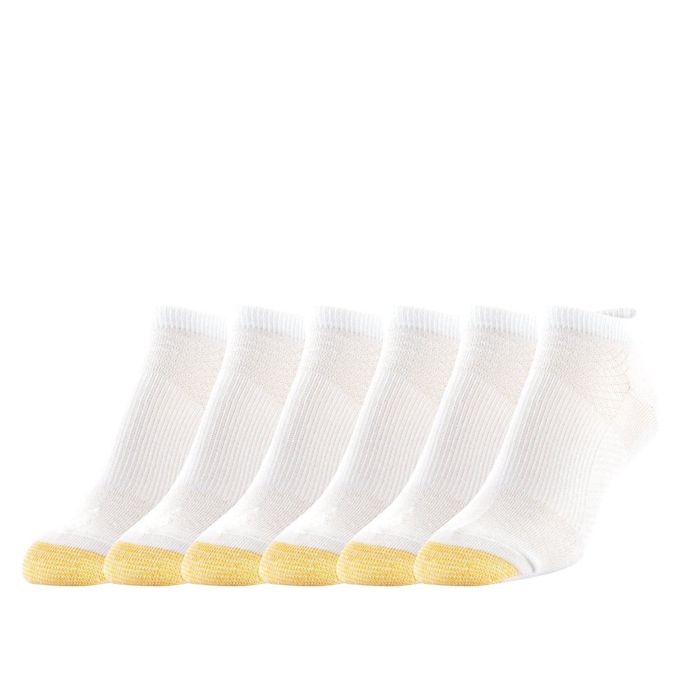 GOLDTOE Women's No Show Sport Socks with Arch Support, 6-Pairs, White, Medium