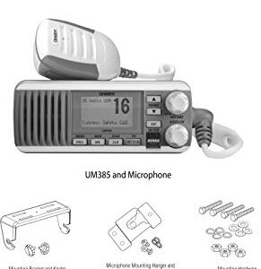 Uniden UM385BK 25 Watt Fixed Mount Marine VHF Radio, Waterproof, Noaa Weather Alert, All USA/Intl/Canadian Marine Channels