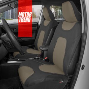 Motor Trend AquaShield Car Seat Covers for Front Seats, Beige – Two-Tone Waterproof Seat Covers for Cars, Neoprene Interior Covers for Auto Truck Van SUV