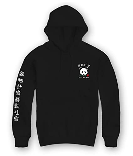 Riot Society Panda Rose Mens Graphic Pullover Hoodie Sweatshirt, Perfect Sweater for the Champion to Wear Into the AM - Black, XX-Large