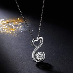 APOTIE Sterling Silver Open Heart Necklace - CZ Pendant Jewelry Gift for Mom Women