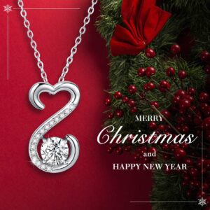 APOTIE Sterling Silver Open Heart Necklace - CZ Pendant Jewelry Gift for Mom Women