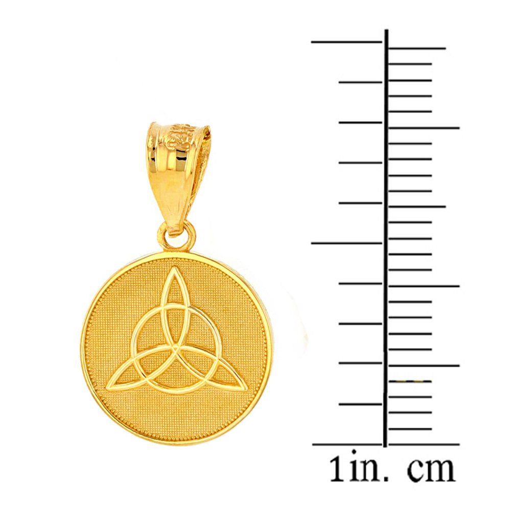 Dainty 10k Yellow Gold Irish Infinity Circle Celtic Trinity Knot Disc Pendant