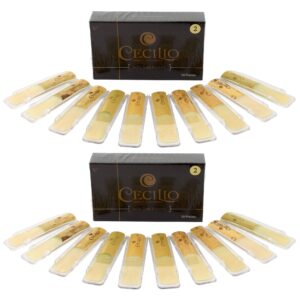 cecilio alto saxophone reeds - two 10-pack with individual plastic cases - strength 2.0 - total of 20 reeds