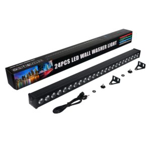 YeeSite LED Wash Light Bar - 24LED 72W RGB DJ Stage Light Bar DMX Wall Washer Color Changing Sound Activated Bright Uplight for Events Indoor Party Gig Wedding Disco Performance Music Dance Show