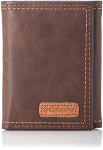 columbia men's rfid genuine leather trifold wallet with id window, credit card pockets