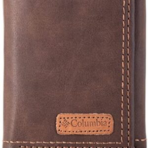 Columbia Men's RFID Genuine Leather Trifold Wallet With ID Window, Credit Card Pockets