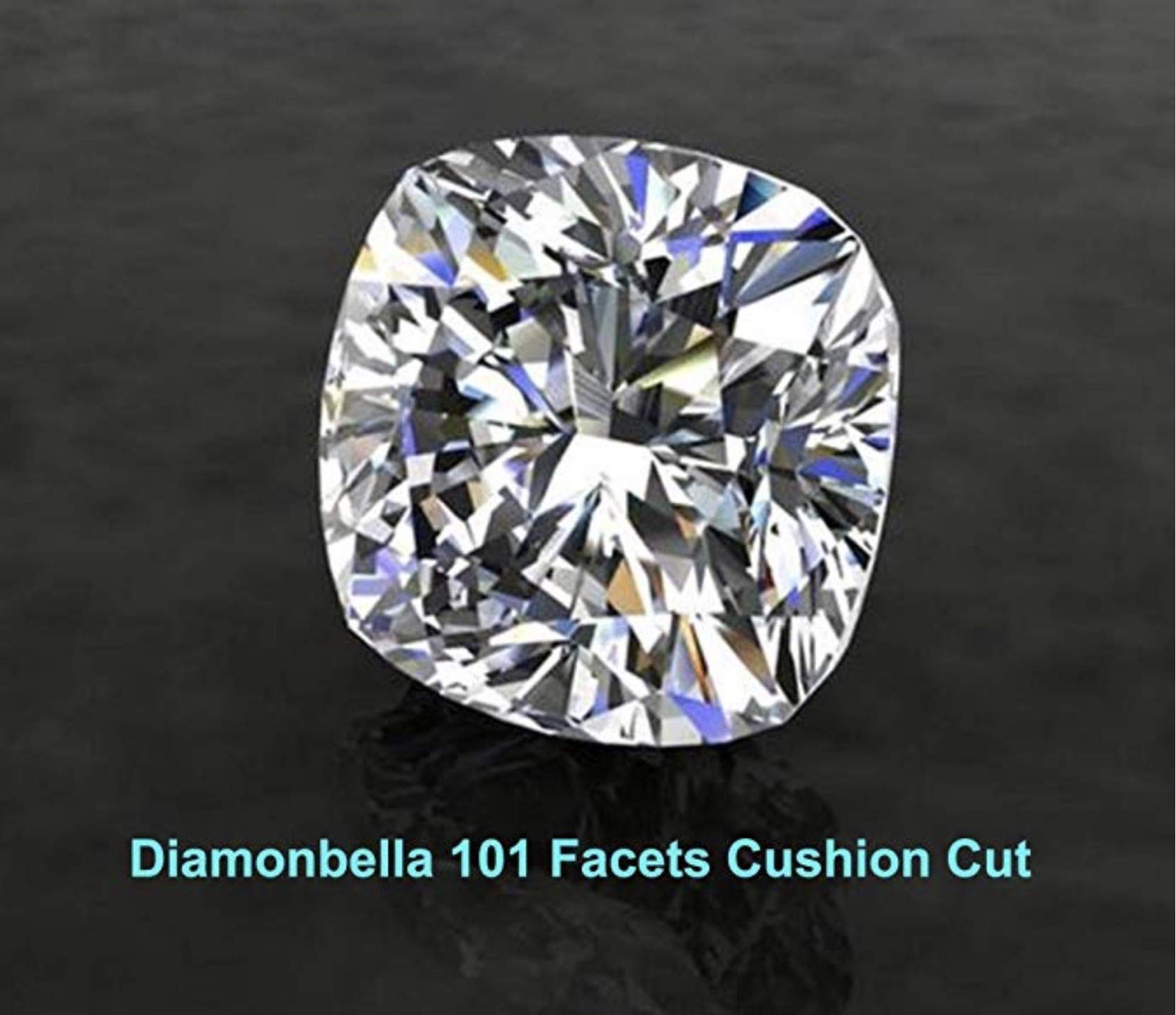 101 Facets 2 Carats Realistic Princess Cushion Cut NSCD Simulated Diamond Solitaire Split Shank Ring 925 Silver Platinum Plated RSPLIT90