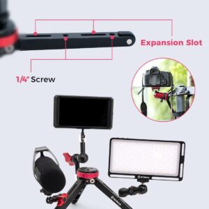 Mini Camera Tripod, Moman Tabletop Short Tripod Desktop TR01 with 1/4 and 3/8 Screw Mount and Function Leg CNC Aluminum Tripod for DSLR Camera/GoPro/Video/Camcorder, Max Payload of 176 Lbs/80Kg, Red