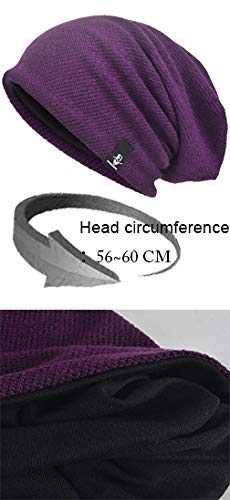 VECRY Mens Slouchy Beanie Knit Skull Cap Long Baggy Hip-hop Winter Summer Hat B305 (B305-Black)