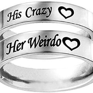 Blowin His Crazy Heart Ring Stainless Steel Engagement Wedding Band for Women (Her Size 9)