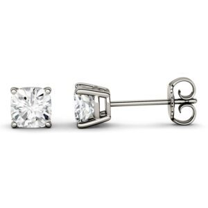 Forever One 4.5mm Cushion Moissanite Stud Earrings 1.00cttw DEW (G-H-I) by Charles & Colvard