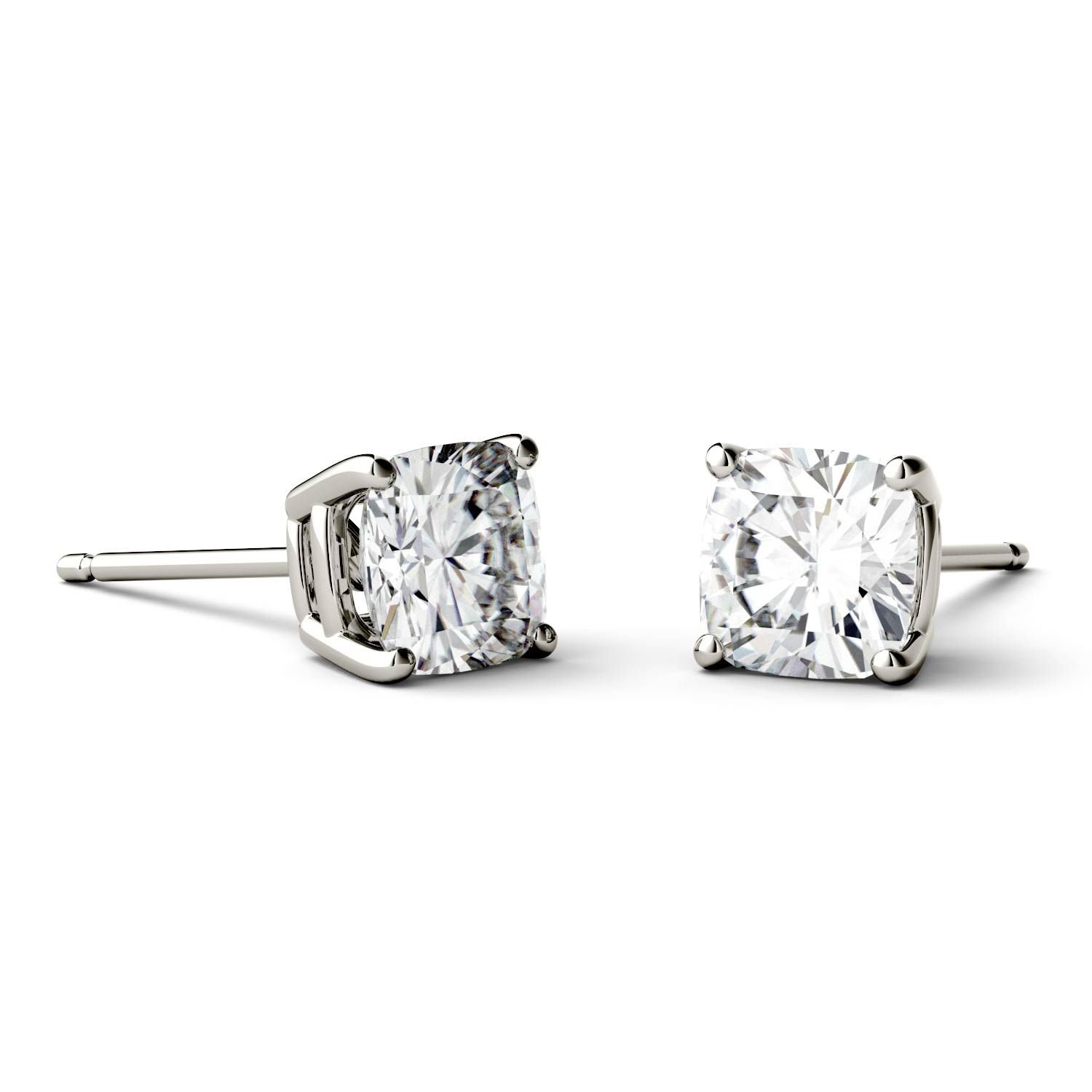 Forever One 4.5mm Cushion Moissanite Stud Earrings 1.00cttw DEW (G-H-I) by Charles & Colvard