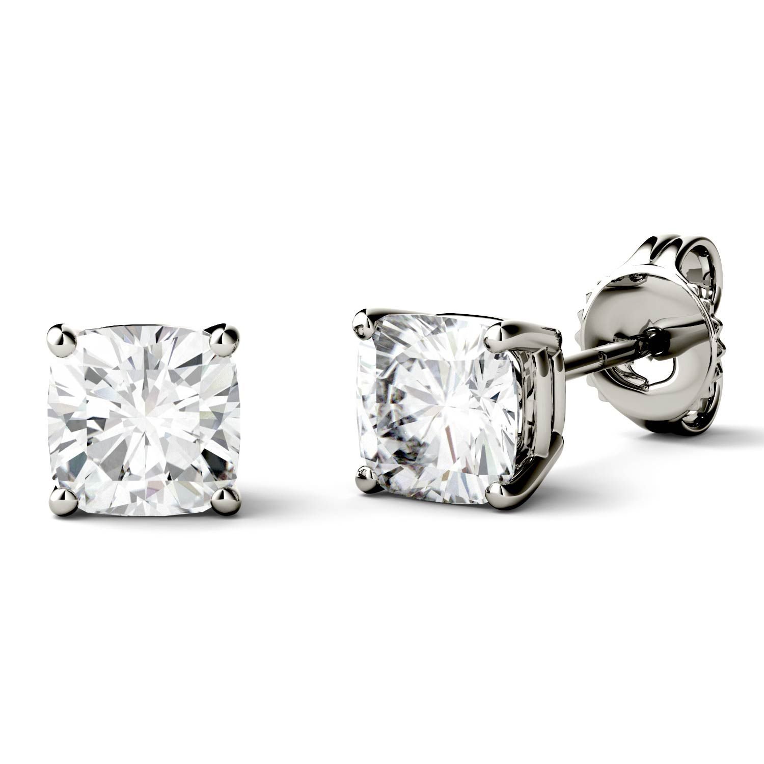 Forever One 4.5mm Cushion Moissanite Stud Earrings 1.00cttw DEW (G-H-I) by Charles & Colvard