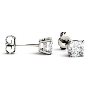 Forever One 4.5mm Cushion Moissanite Stud Earrings 1.00cttw DEW (G-H-I) by Charles & Colvard