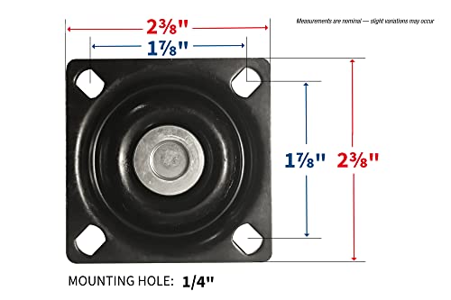 Headbourne 8276E 3 inch Polyurethane Mag, 4 Pack Designer Caster, 3-Inch, Gloss Black, 4 Count