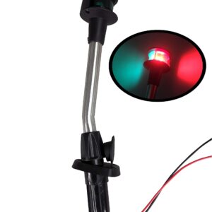 Pactrade Marine Bow Lights for Boats - Incandescent 12-Inch Red and Green Boat Bow Light with Removable Base (Angled Pole) | Boat Navigation Lights for Kayak Fishing Boat Small Boat | 1 NM Visibility