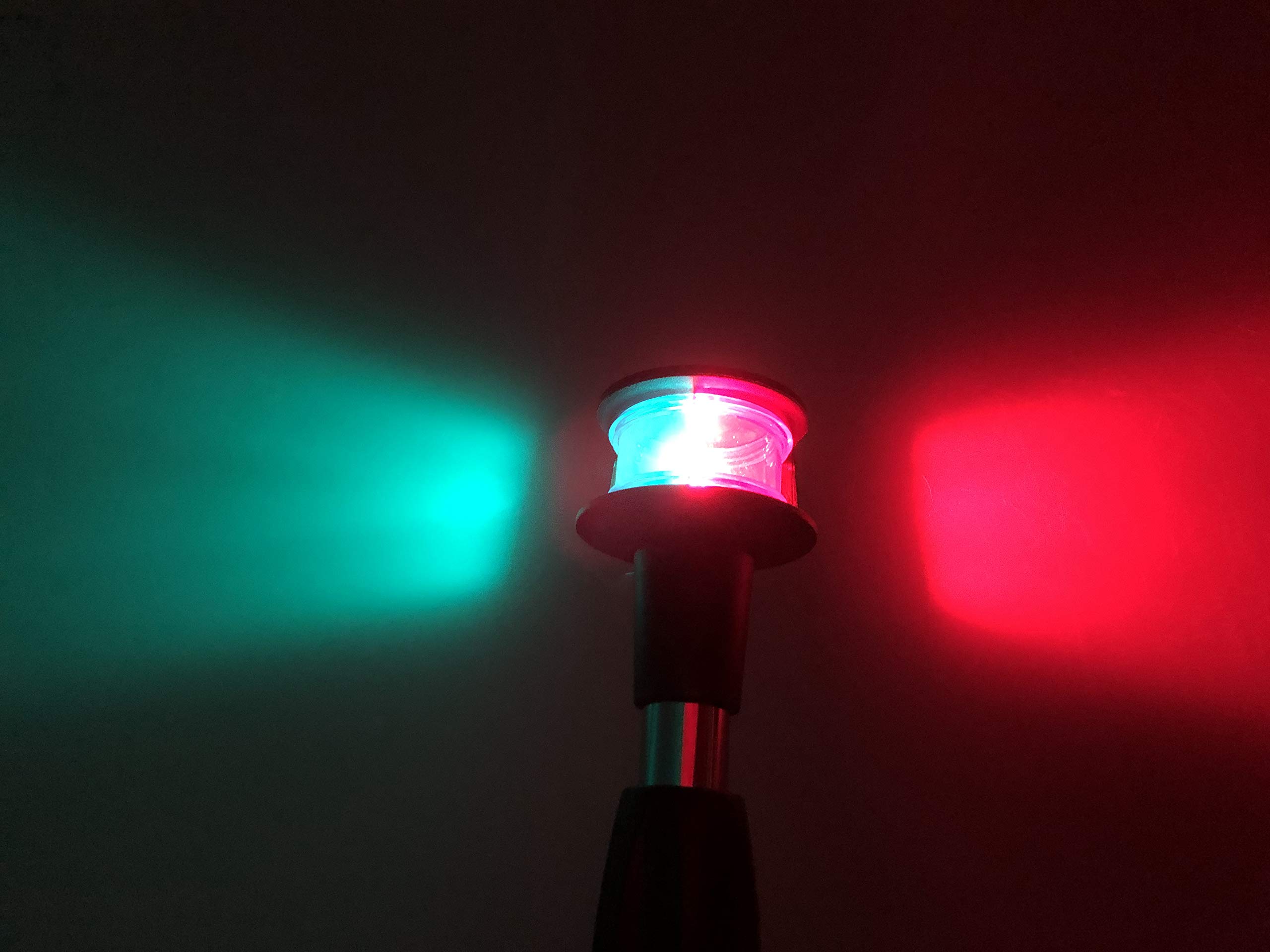 Pactrade Marine Bow Lights for Boats - Incandescent 12-Inch Red and Green Boat Bow Light with Removable Base (Angled Pole) | Boat Navigation Lights for Kayak Fishing Boat Small Boat | 1 NM Visibility