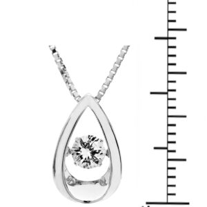 SERAFINA ❤ Dancing White Sapphire Tear Drop Pendant Silver Necklace | 925 Sterling Silver Egg Shape Necklace with Lab-Created White Sapphires | 18” Italian Silver Chain