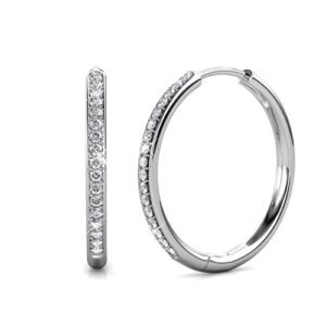 bianca “fair” 18k white gold plated swarovski hoop earrings, silver hoop earrings, small hoop earrings