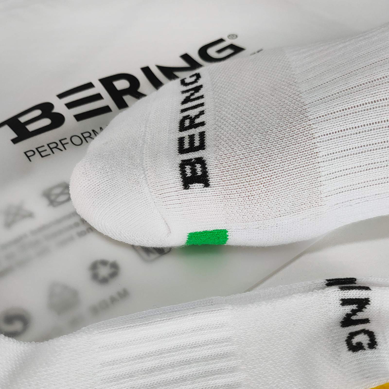 BERING Men's Athletic Cushioned Quarter Socks, White, Size 9-12, 6 Pairs