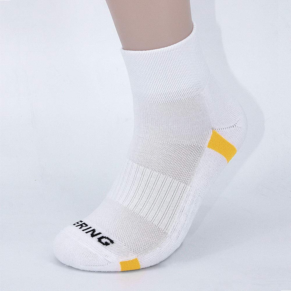 BERING Men's Athletic Cushioned Quarter Socks, White, Size 9-12, 6 Pairs