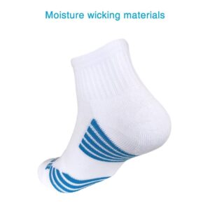 BERING Men's Ankle Socks Running Athletic Quarter Socks, White, Size 9-12, 6 Pairs